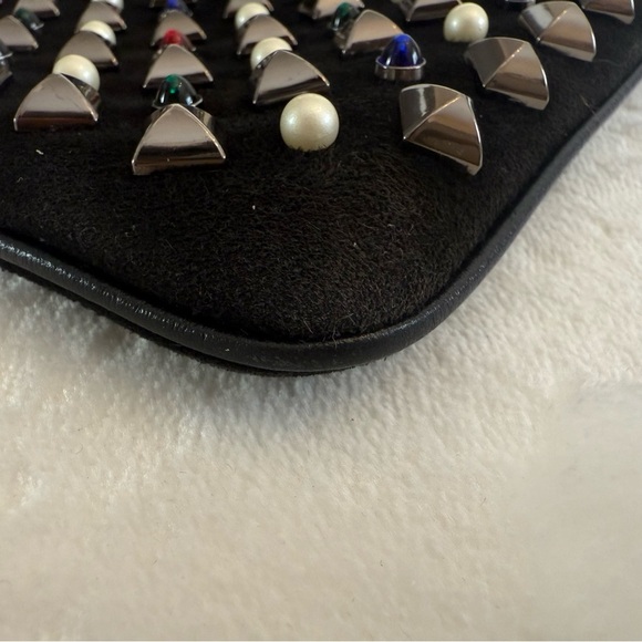 Christian Louboutin Studded Black Suede Clutch/Crossbody Bag - Picture 4 of 11